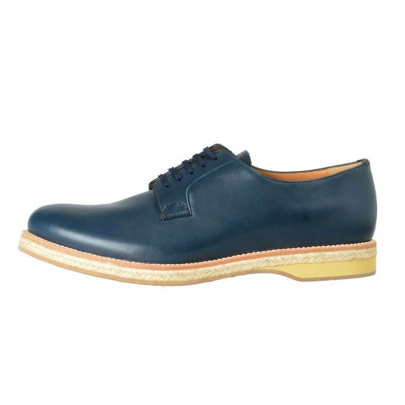 Prada Men\'s Blue Leather Casual Lace Up Oxfords